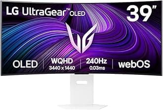 LG UltraGear OLED GX9s SMART Gaming Monitor 39GX90SA-W - WOLED UWQHD 1440p Curved 39 Inch, 240Hz, 0.03ms, HDR 400, webOS AI, Speakers, Wi-Fi, Bluetooth, DP 1.4, HDMI 2.1, USB-C, White