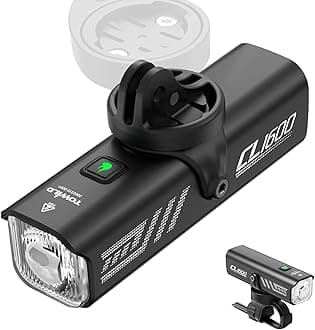 TOWILD Bike Lights for Night Riding,Compatible with Garmin/GoPro Mount,600 Lumen Bike Headlight,2000mAh Rechargeable Battery,Waterproof Bike Front Light for Commuter Cyclists-Fits All Bikes