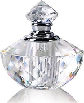H&D Crystal Glass Art Deco Vintage Style Perfume Bottles Empty Glass Refillable 2ML, Clear 2*