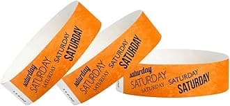WristCo Saturday Neon Orange 3/4 Inch Day of The Week 500 Count Paper Wristbands for Events