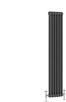 Warmehaus - Traditional Cast Iron Style Anthracite Double Column Vertical Radiator 1500 x 290mm - Perfect for Bathrooms, Kitchen, Living Room