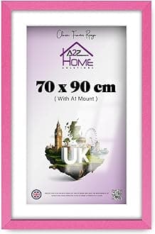 Wall Photo Frame Pink 70x90 cm Frame With 80x60 cm Mount Picture Poster Print With Clear HD Perspex 30x15 MM Moulding Mounting Hooks MDF Backboard