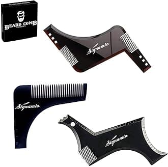 Set of 3 Multi Purpose Beard Shaper tool for Men | Beard Shaping Stencil Comb for men styling shave for neck line guide - Grooming kit - Black