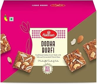 Haldiram’s Dodha Burfi 400g | Fresh Indian Traditional Mithai | Diary- Based Dessert | Finest Cashews & Almonds | Indian Sweets | No Added Colours or Preservatives | Festive Sweet Gift Box