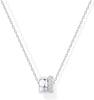 14K Gold Plated Cubic Zirconia Rondelle Pendant Necklace for Women | Two-Toned Dainty CZ Necklaces