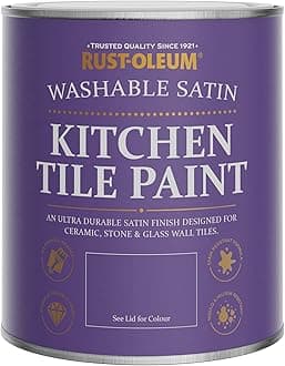 Rust-Oleum Green water resistant Kitchen Tile Paint in Satin Finish - Familiar Ground 750ml