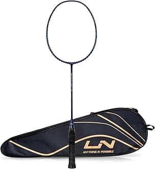 G-Force Superlite Max 10 Carbon Fibre Badminton Racket with Free Full Cover(80 Grams, 28 Lbs) (Navy/Silver/Red)
