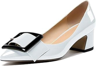 Eldof Pointed Toe Pumps,Classy 2 Inches Block Heel Chic Pumps, Confort Buckle Heel for Office Wedding Dress