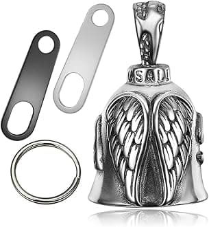 Guardian Angel Motorcycle Bell Good Luck Keychain & Drive Safe Pendant Accessories for Men Women Riding Safety