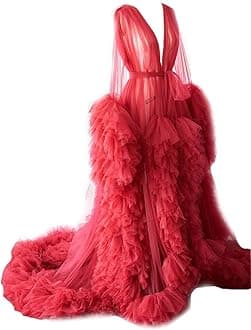 Kelaixiang Tulle Robe Long Lingerie Bridal Dressing Gown Puffy Nightgown Photoshoot