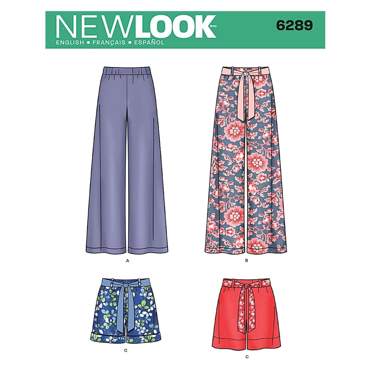 Creative Patterns New Look 6289 Misses' Pull On Pants or Shorts and Tie Belt, A (8-10-12-14-16-18)