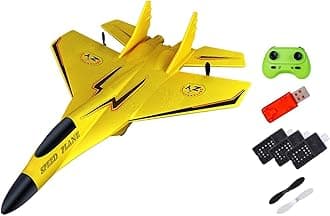 Colcolo RC Plane Toy Remote Control Airplane 2.4G Model with Night Light Fixed Wing Aircraft Hobby RC Glider for Beginners Age 8-12, 3 yellow