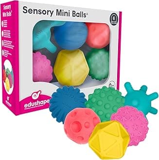 Edushape Sensory Mini Balls for Baby - Pack of 6 Solid Color Baby Balls That Help Enhance Gross Motor Skills for Kids Aged 6 Months and Up - Vibrant Colorful and Unique Toddler Ball for Baby