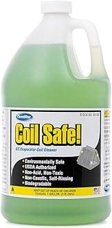 Coil Safe, External Neutral pH, Non-Toxic, Self-Rinsing Evaporator Coil Cleaner Compatible With Commercial & Residential AC & Refrigeration System Coils, Made In USA, 1 Gallon (90-298), Green