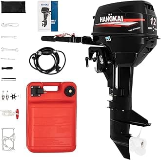 Short Shaft Outboard Motor, 2 Stroke 12 HP Outboard Boat Motor, 169CC Heavy Duty Fishing Boat Engine Marine Engine Tiller Control Motor with Water Cooling & CDI Ignition System