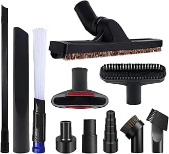 11 PCS Universal 1 1/4 Inch Vacuum Attachments Kit for Shop Vac Accessories with Vacuum Brush Attachments, Flexible Crevice Tool, Hose Adapters for 2 1/2" to 1 1/4" and 1 7/8" to 1" Hoses