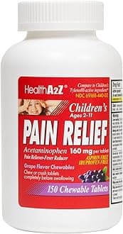 - HealthA2Z® Children’s Chewable Pain Relief | Acetaminophen 160mg | Grape Flavor | Fever Reducer & Pain Reliever | Aspirin & Ibuprofen Free | 150 Counts