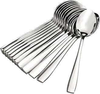 Kodenipr Club Stainless Steel Dinning, Dinner Spoons, Table Spoon Set of 12, Length 19cm (Large Spoon)