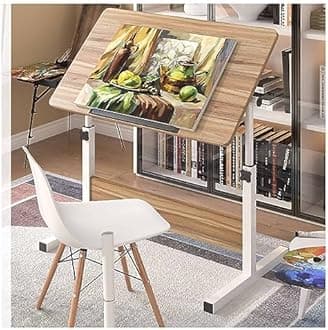 Artist Drafting Table - Tilting Height Adjustable Desk for Studio, Art Craft, Writing, and Study - Wooden Workstation