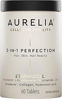 AURELIA 3-in-1 Perfection | Advanced Cellular Anti-Aging Supplement | Boost Collagen Production & Strengthen Hair, Skin, Nails | with Zinc, Resveratrol, Niacinamide & Ergothioneine