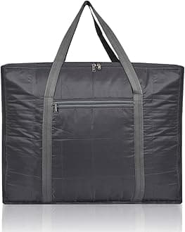 Amazon Brand - Solimo Parachute Jumbo Underbed Rectangular Storage Bag with Zipper and Handle (Grey, Standard size)