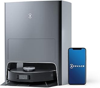 ECOVACSDEEBOT X1 Omni Robot Vacuum and Mop Combo with Self-Emptying, Auto-Wash, Auto-Refill and Auto-Hot Air Drying, 5000Pa Suction, AIVI 3D Obstacle Avoidance, Built-in YIKO Voice Assistant, Black