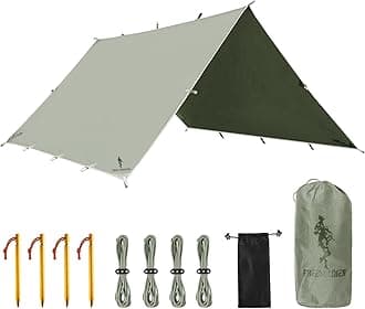 FREE SOLDIER Camping Tarp Waterproof Portable Multifunctional Outdoor Traveling Awning Backpacking Shelter Rain Tarp (Bean Green 10×10.5ft)