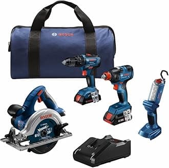 GXL18V-497B23 18V Power Tool Combo Kit - 4 Tool Cordless Set with 1/2 In. Hammer Drill/Driver, Two-in-One Impact Driver/Wrench, Circular Saw, Worklight, Batteries & Charger