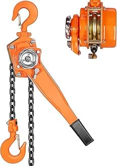 MYOYAY Manual Lever Chain Hoist 3/4 Ton Heavy Duty Ratchet Chain Hoist Chain Come Along 20 feet Ratchet Puller with 2 Hooks for Warehouse Garages Construction Zones Lifting Goods & Dragging Loads