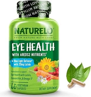 – NATURELO Eye Health - AREDS 2 Formula with Lutein, Zeaxanthin, Natural Vitamin A & Vitamin E & Zinc - Best Supplement for Dry Eyes, Vision Preservation - 60 Vegan Capsules | 1 Month Supply
