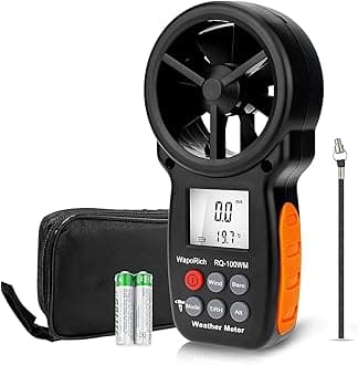 Digital Anemometer Barometer Handheld, WapoRich RQ-100WM Wind Speed Air Speed Meter w/Wind Chill, Humidity, Altitude, Dew Point, Temp, Barometric for HVAC Drone Hiking Shooting Camping Outdoors