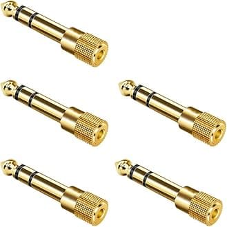 Ancable Headphone Adapter 3.5mm Female to 6.35mm Male, 5 Pack 1/4 inch to 1/8 inch Stereo Aux Jack Headphone Adapter Gold Plated 6.35mm to 3.5mm Jack Converter for Digital Piano, Keyboard, etc
