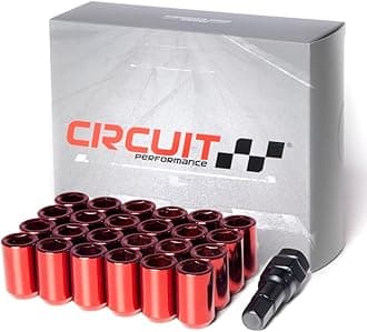 Circuit Performance Tuner Key Acorn Lug Nuts Red 12x1.5 Forged Steel (24pc + Tool)