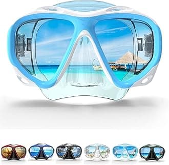 Adult Scuba Mask, Dive Mask Anti Fog Snorkeling Scuba Diving Glasses, Great Seal Free Diving Tempered Glass Mask Goggles