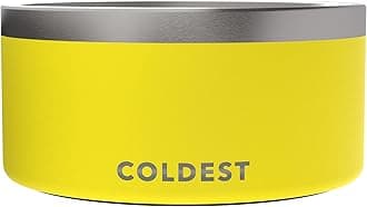 Coldest Dog Bowl - Anti Rust Metal, Non Slip, 3 Layers Insulated Stainless Steel Dog Bowls - Spill Proof & Heavy Duty - Water Bowl for Dogs, Cats & Pets, Dish Washer Safe (200 oz, Solar Yellow)