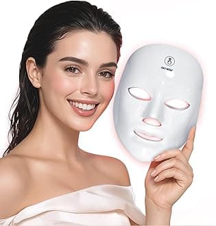 LED Face Mask with 7 Colors Cordless Red Light Skin Care Mask Rechargeable Portable Facial Device for Home Travel