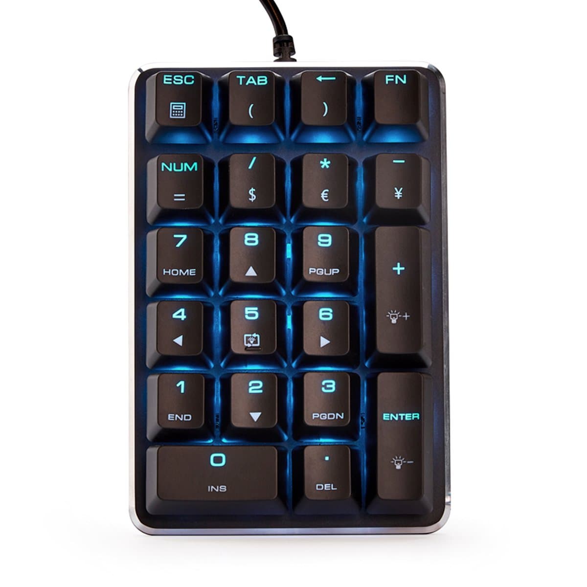 Qisan Mechanical Numeric Keypad Brown Switch Wired Ice Blue Backlight Gaming Keypad/Keyboard 21 Keys Portable Mechanical Numpad Extended Layout | Laptop Accessories | keypad for Computer
