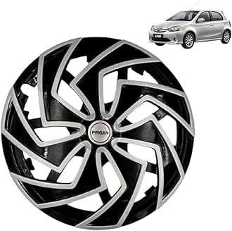 PRIGAN Wheel Cover for Liva 14 Inch Black Silver Wheel Cap (Available in 13,14 Inch) (Set of 4 Pcs) (Press Fitting) Model- Spider BS-14