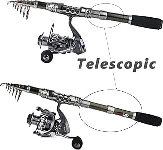 Sougayilang Spinning Fishing Rod and Spool Combos Portable Telescopic Fishing Rod Spinning Reels for Travel Saltwater Freshwater Fishing