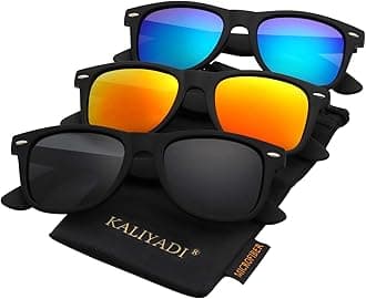 KALIYADI Polarized Sunglasses for Men and Women Matte Finish Sun glasses Color Mirror Lens UV Blocking (3 Pack)