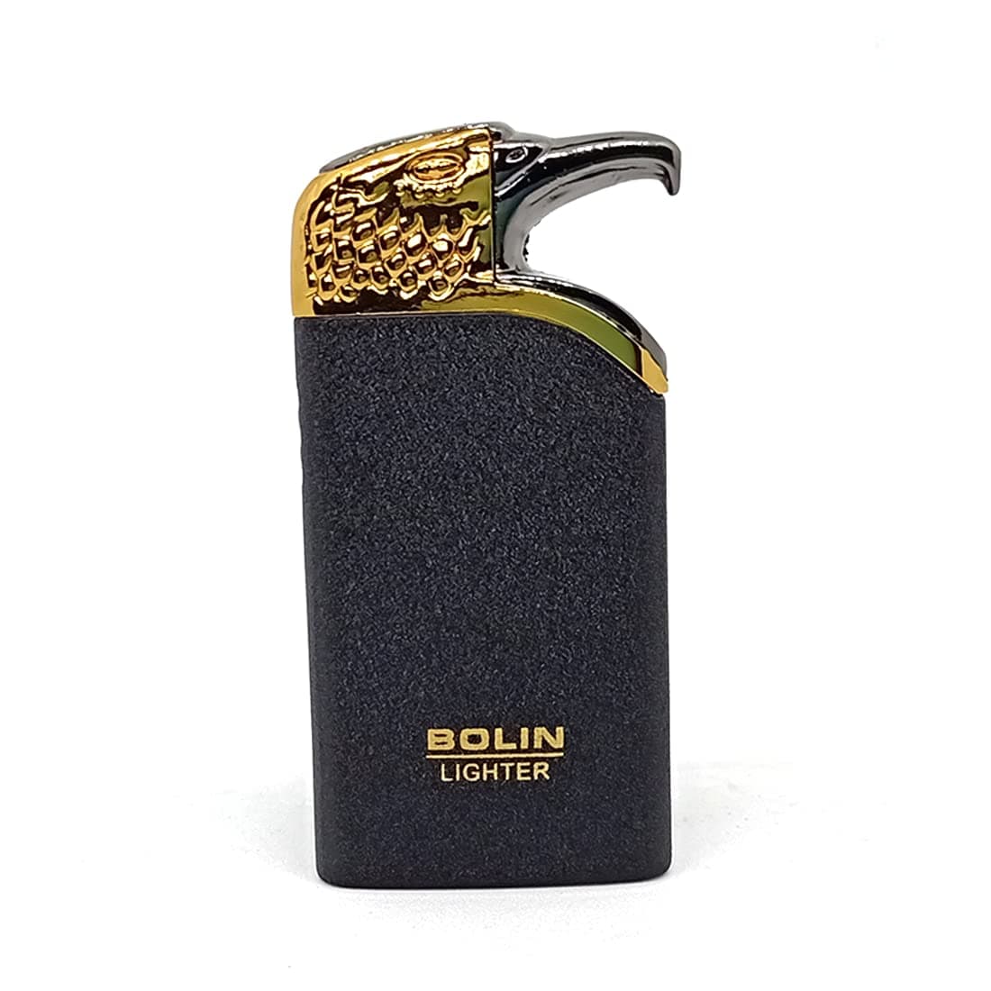 Ala FlamePremium Refillable Bolin Gold Black Windproof Jet Flame Windproof Lighter - Cigarette Lighter - Pocket Lighter (Without Fuel - Empty Lighter)