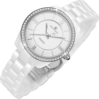 Ceramic Watches for Women, Fashion Ladies Watch Elegant Dress Women's Wristwatches with Diamond Accented Waterproof Calendar Mineral Glass