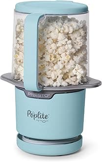 Presto 04811 PopLite My Munch Hot Air Popcorn Popper - Personal Sized, Built-In Serving Bowl, Compact Design, 8 Cups, Blue