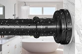 Black Shower Curtain Rod 36-98 Inch(3-8.17ft) Never Rust Non Slip No Drilling Spring Tension Shower Rod, Long Tension Curtain Rod, Adjustable Curtain Rod for Bathroom Window Patio
