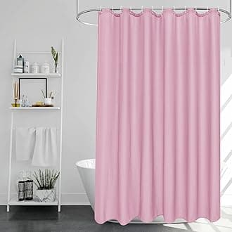 EurCross Pink Shower Curtains Mould Proof Resistant Washable, Quick Dry Water-resistant Fabric Bathroom Shower Curtain 180 x 180cm Drop with 12 Plastic Hooks