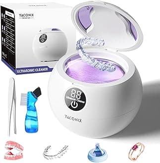 Retainer Cleaner Machine 45kHz Ultrasonic Dental Retainer Cleaner with 3 Modes and Digital Timer Mouth Guard for Retainer Clean, Denture Clean, Night Guard, Braces, Aligner, Jewelry 200ML