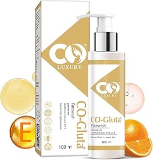 LUXURY Exfoliating Glutathione Face Wash | Anti-Pigmentation | Vitamin C & E, Kojic Acid | Skin Brightening, Oil Control, Hydrating & Tan Removal Cleanser - 100ml