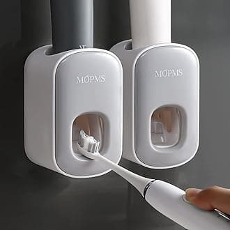 MOPMS Toothpaste Dispenser Wall Mounted for Bathroom Automatic Toothpaste Squeezer for Kids and Adult (Grey-2Pcs)