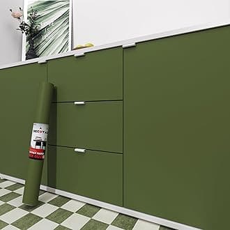 Decotalk Peel and Stick Wallpaper Green Wallpaper Removable 17.7"x120" Green Contact Paper for Cabinets and Drawers Olive Green Contact Paper for Desk Solid Green Wallpaper Self Adhesive Green Vinyl