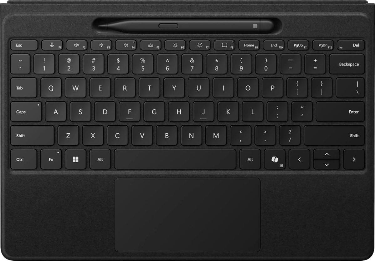 Surface Pro Flex Keyboard with Slim Pen Bundle, 2-in-1 Alcantara keyboard for Surface Pro 9 and 8, Windows 11 Copilot+ PC, Black
